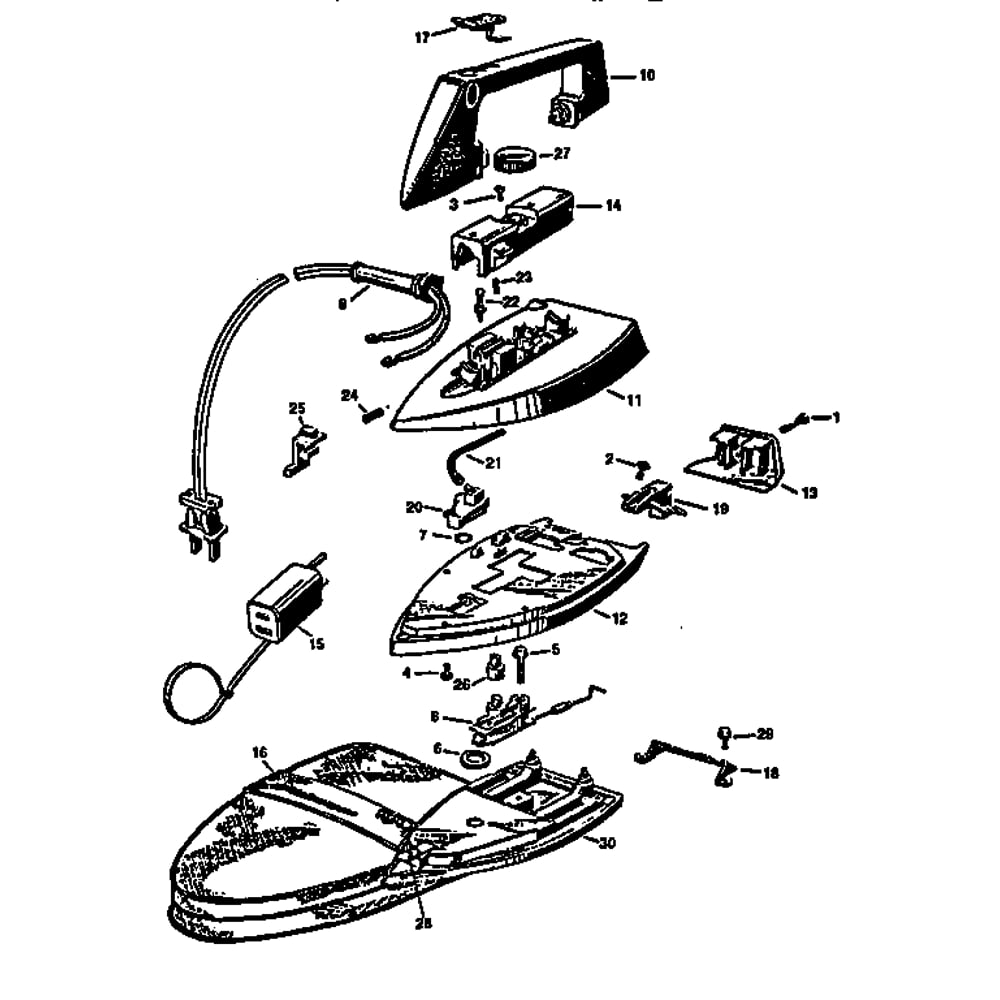 Replacement Parts Diagram and Parts List for SS51TYPE2  Black and Decker Iron